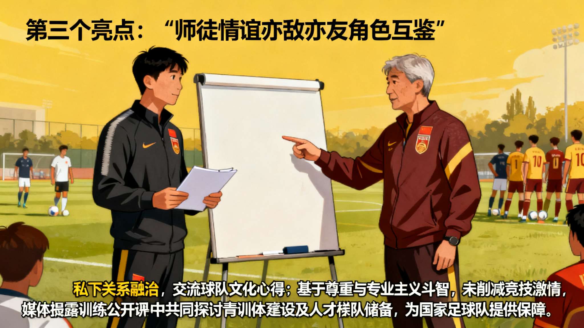 针尖对麦芒打一成语 第三个亮点:“师徒情谊亦敌亦友角色互鉴
其实二人私下关系十分融洽,各自打造球队